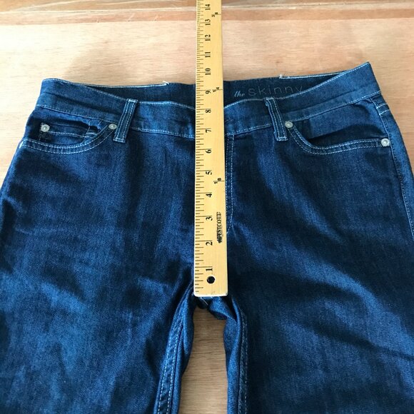 7 For All Mankind The Skinny Jeans Women 32 Blue Mid Rise Dark Wash Stretch - Picture 9 of 13
